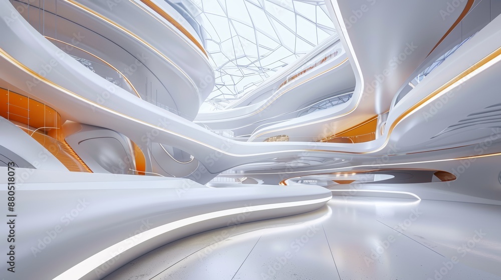 3D rendering of a futuristic city mall. High rise architectural building for shopping or offices. 3D rendering of a futuristic city mall. High rise architectural building for shopping or offices.