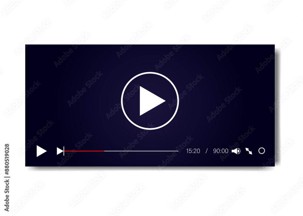 Video player template for web or mobile applications. Vector illustration. Video player template for web or mobile applications. Vector illustration.