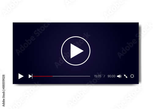 Video player template for web or mobile applications. Vector illustration.