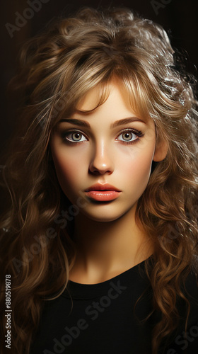 Wallpaper Mural A Vintage Art Sketch Painting Of A Pretty Young Brown Haired Lady Portrait Torontodigital.ca