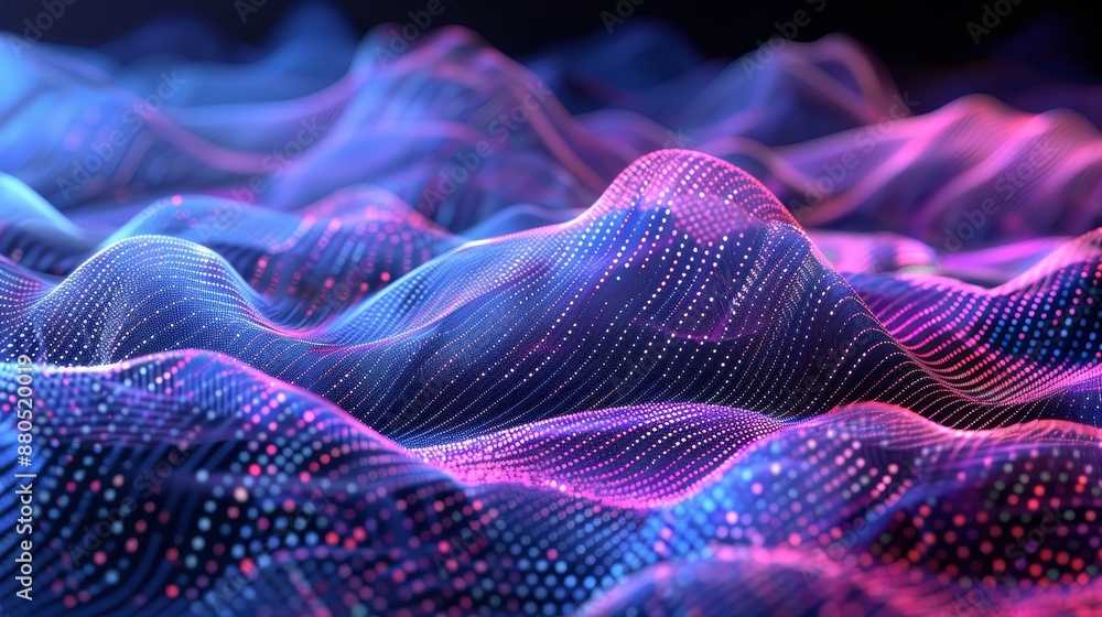 Fototapeta premium Modern abstract point wave background with dynamic waves. Abstract wave. Stock image. Big data technology 3d rendering.