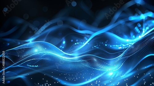 Wallpaper Mural Abstract wave technology digital network background with blue light digital effect Torontodigital.ca