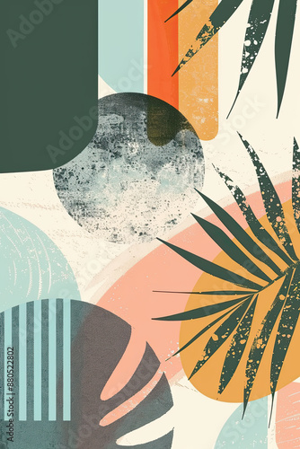 An abstract painting of some geometrical lines and shapes