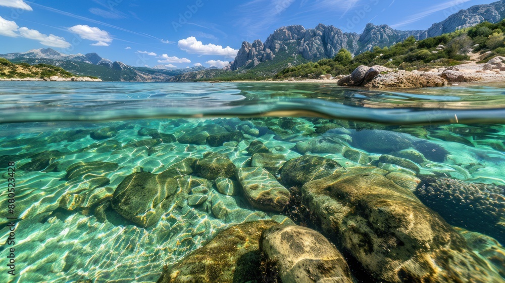 Fototapeta premium Crystal Clear Waters with Mountain Views