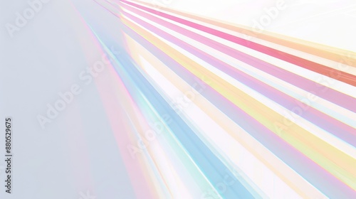 On a white background, an abstract rainbow rays of light shadow overlay effect is created by sunlight on a white background.