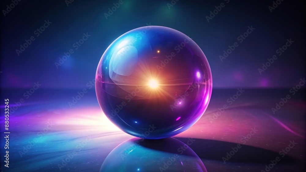 Shining glass sphere background with light reflections and a dark gradient backdrop Shining glass sphere background with light reflections and a dark gradient backdrop