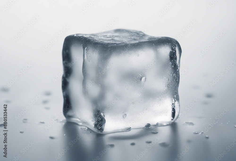 One melting ice cube white white background freezing One melting ice cube white white background freezing
