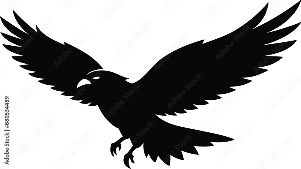 Obraz premium Hawk silhouette, Flying hawk bird, Hawk Bird Silhouette SVG, Eagle vector illustration 