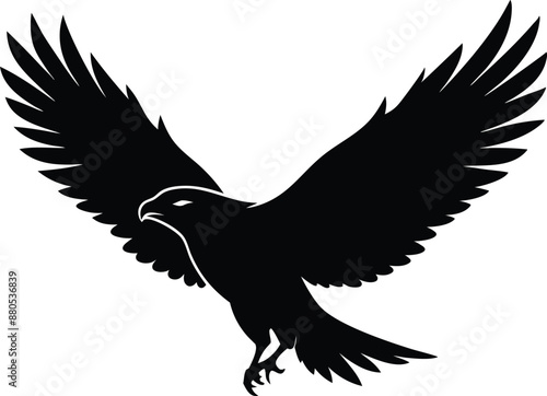 Hawk silhouette, Flying hawk bird, Hawk Bird Silhouette SVG, Eagle vector illustration

