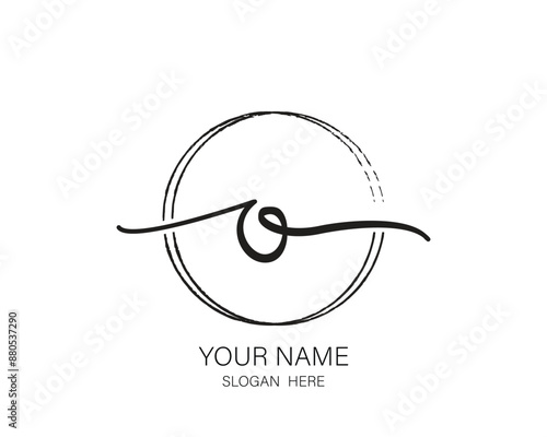 O initial letter handwriting logo design ,signature logo template,beauty initial with circle design