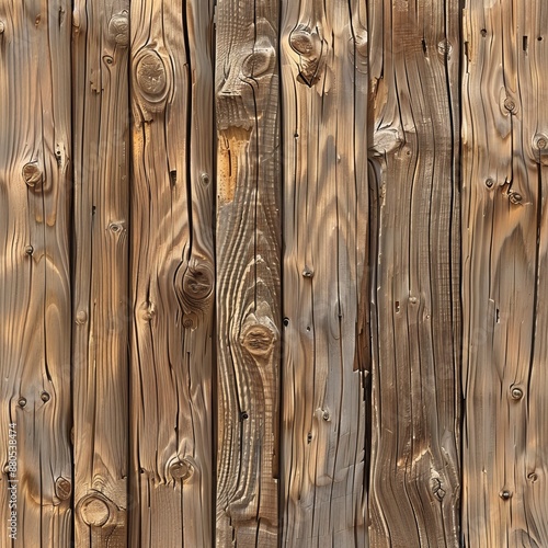 Close Up of a Wooden Fence With Knots photo