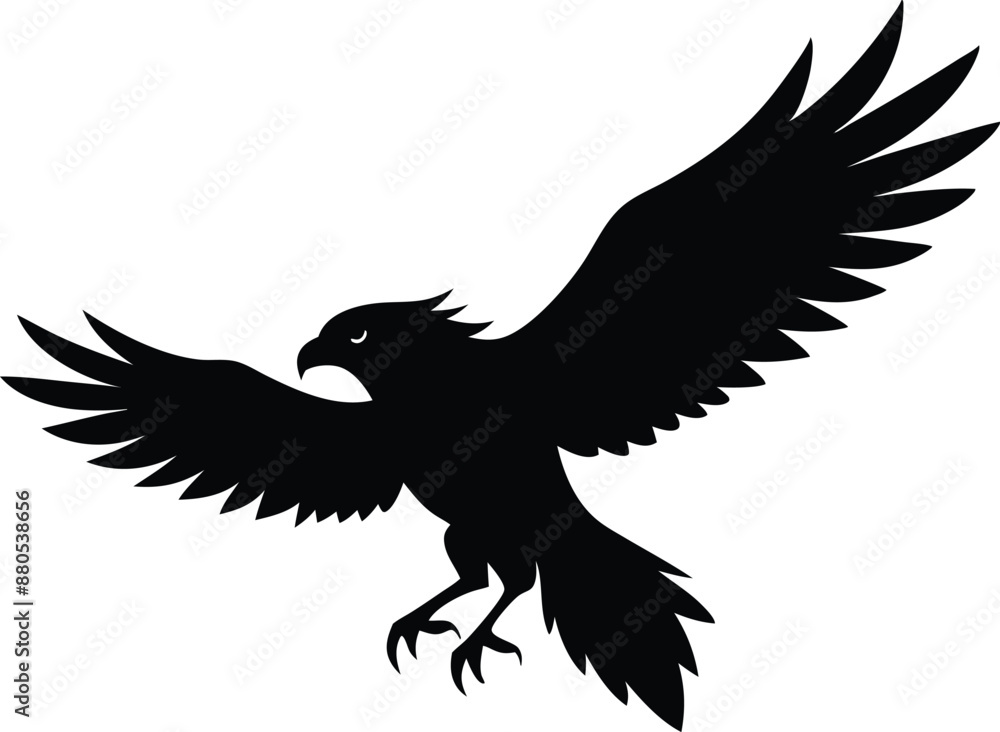 Fototapeta premium Hawk silhouette, Flying hawk bird, Hawk Bird Silhouette SVG, Eagle vector illustration 
