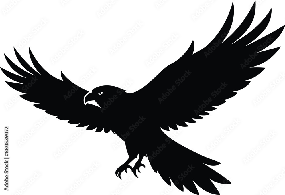 Fototapeta premium Hawk silhouette, Flying hawk bird, Hawk Bird Silhouette SVG, Eagle vector illustration 