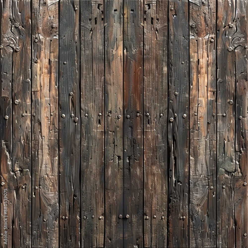 Naklejka premium Close Up of a Wooden Fence With Rivets