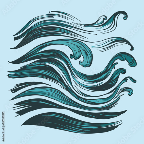 Abstract Sea Wave illustration for T-shirt, poster