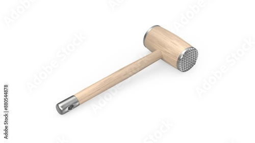 Wooden meat tenderizer on a white background