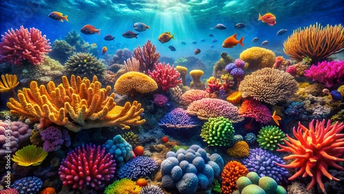 Fototapeta Naklejka Na Ścianę i Meble -  underwater view has a Beautiful colorful coral
