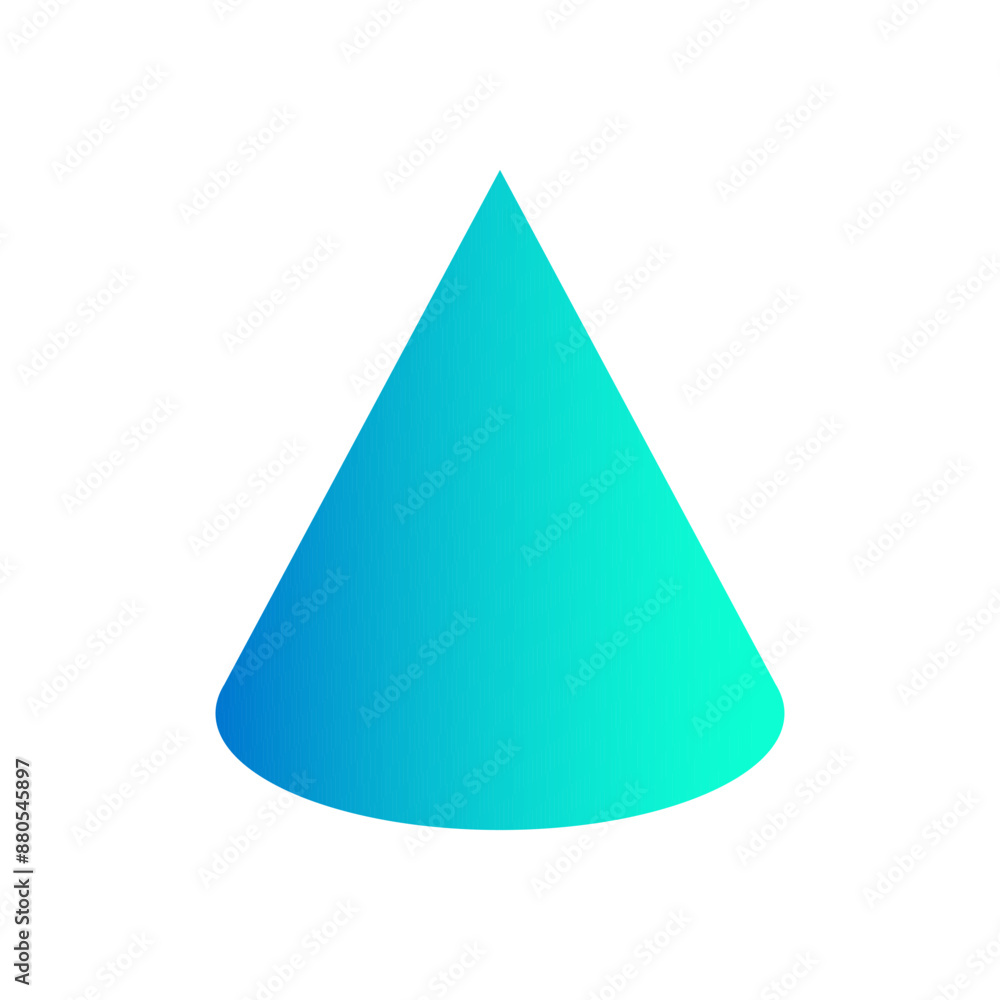 Vector cone with gradients and shadow for game, icon, package design, logo, mobile, ui, web, education. 3D cone shaped pyramid on a white background. Geometric figures for your design. Vector cone with gradients and shadow for game, icon, package design, logo, mobile, ui, web, education. 3D cone shaped pyramid on a white background. Geometric figures for your design.
