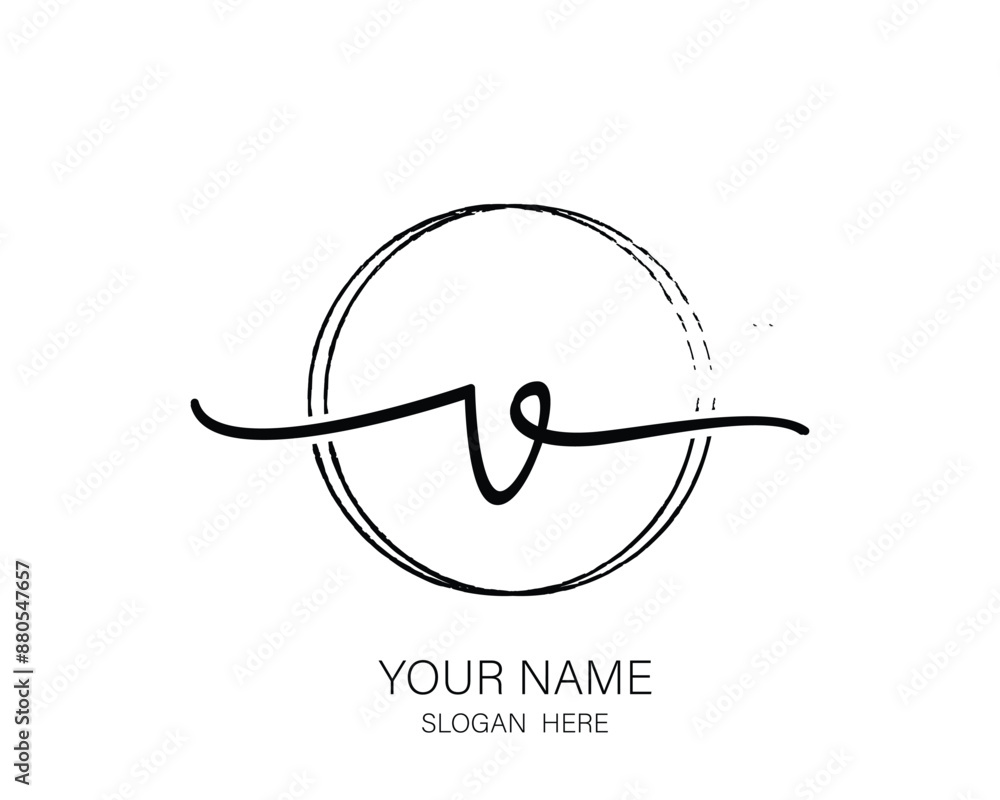 V initial letter handwriting logo design ,signature logo template,beauty initial with circle design V initial letter handwriting logo design ,signature logo template,beauty initial with circle design