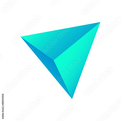 Vector tetrahedron with gradients for game, icon, package design, logo, mobile, ui, web. One of regular polyhedra isolated on white background. Minimalist style. Platonic solid.