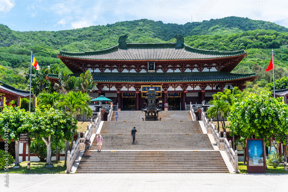 Chinese-style ancient buddhist architecture, Hainan, China. Chinese-style ancient buddhist architecture, Hainan, China.
