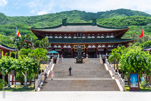 Chinese-style ancient buddhist architecture, Hainan, China.