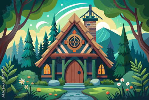 Cozy cottage house for forest creatures Made of Wood