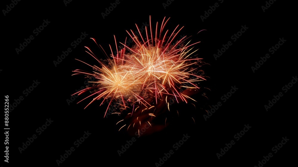 A fiery explosion of fireworks lighting up the night sky in vivid colors. A fiery explosion of fireworks lighting up the night sky in vivid colors.