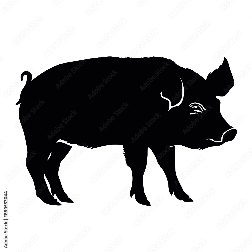 Pig graphic icon. Pig black silhouette isolated on white background. Vector illustration Pig graphic icon. Pig black silhouette isolated on white background. Vector illustration