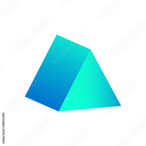 Vector triangular prism with gradients and shadow for game, icon, package design, logo, mobile, ui, web, education. 3D triangular prism on a white background. Geometric figures for your design.