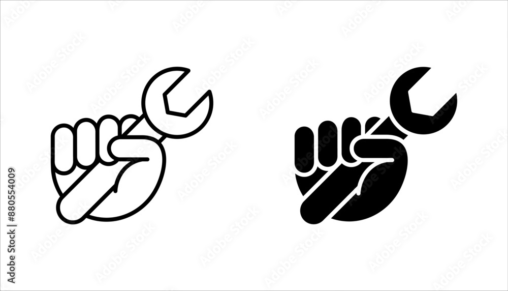 Fototapeta premium Wrench in hand icon set. wrench in hand vector illustration on white background