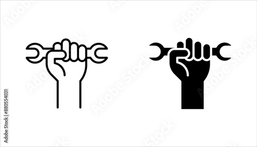 Wrench in hand icon set. wrench in hand vector illustration on white background
