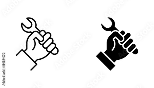 Wrench in hand icon set. wrench in hand vector illustration on white background