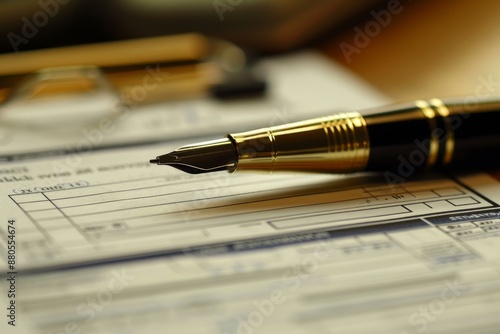 Wallpaper Mural Golden fountain pen is lying on a contract form, ready to be used for signing an important business deal Torontodigital.ca