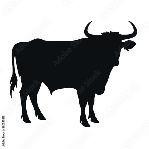 Figure of a cow with horns  - farming emblem, logo design, illustration photo