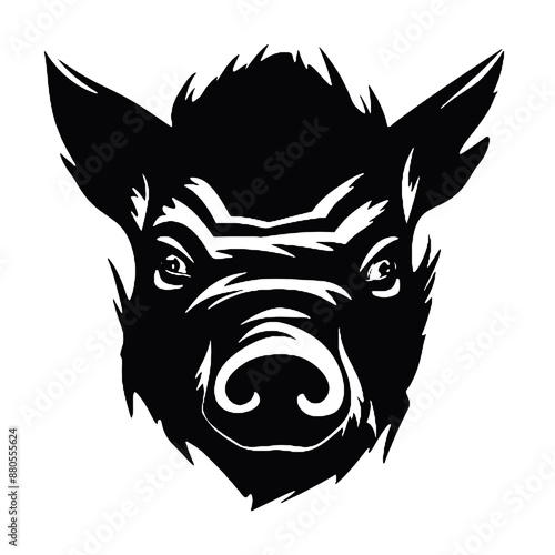 Animal Pig Hand Drawing Symbol Logo Vector