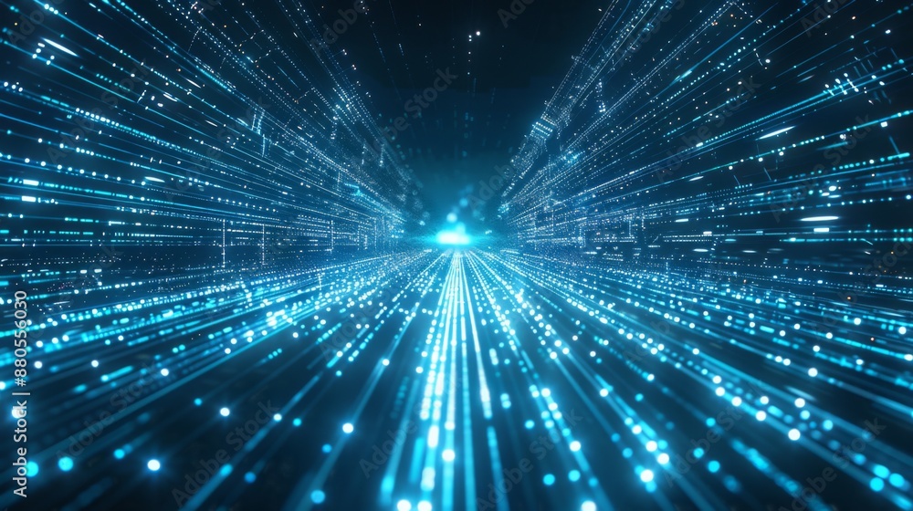 A futuristic digital matrix of glowing blue lines and dots. A futuristic digital matrix of glowing blue lines and dots.