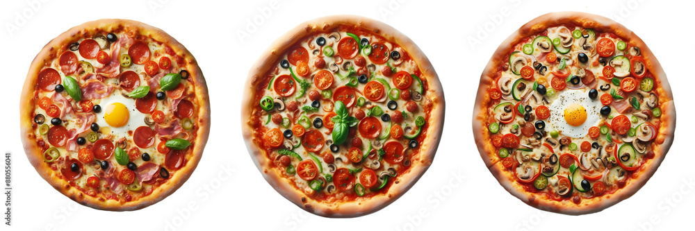 set of healthy pizza isolated on white or transparent background set of healthy pizza isolated on white or transparent background