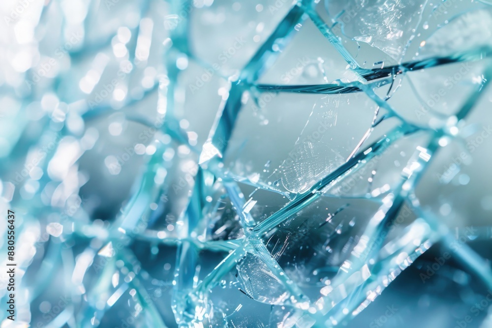 A close-up view of a broken glass window with cracks and fissures A close-up view of a broken glass window with cracks and fissures