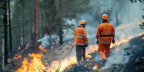 Preventing wildfire spread in forests through barrier creation. Concept Wildfire Prevention, Forest Management, Barrier Creation, Environmental Protection