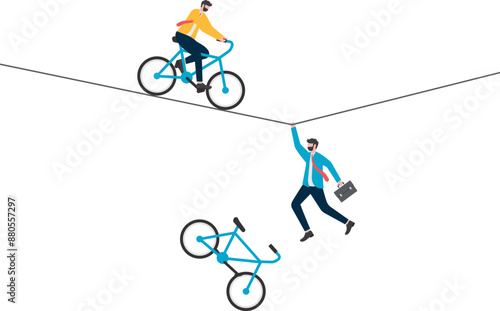 Two businessmen take risks, business concept, vector illustration


