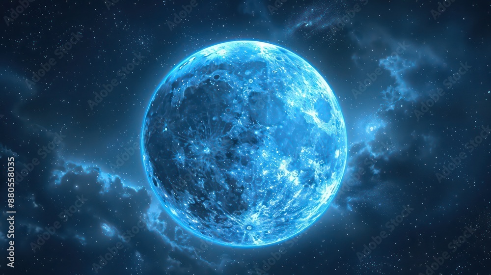 A blue planet in the sky with a lot of stars A blue planet in the sky with a lot of stars