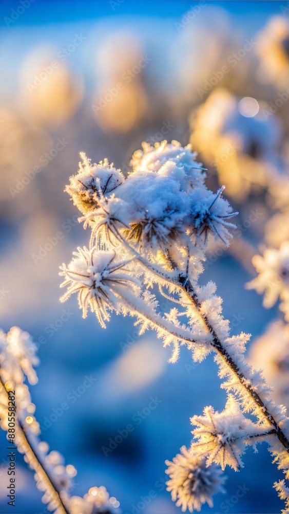 Frost-Covered Plants in Winter Morning Light Wallpaper Frost-Covered Plants in Winter Morning Light Wallpaper