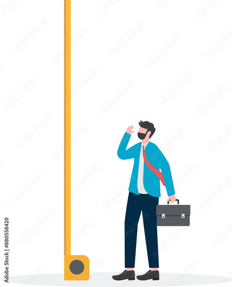 Businessman thinking and looking at huge ruler, business concept, vector illustration
Businessman thinking and looking at huge ruler, business concept, vector illustration