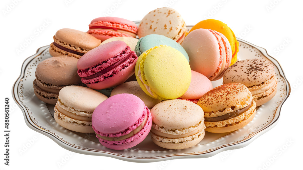 Colorful biscuits in a plate isolated on a transparent background, PNG Colorful biscuits in a plate isolated on a transparent background, PNG