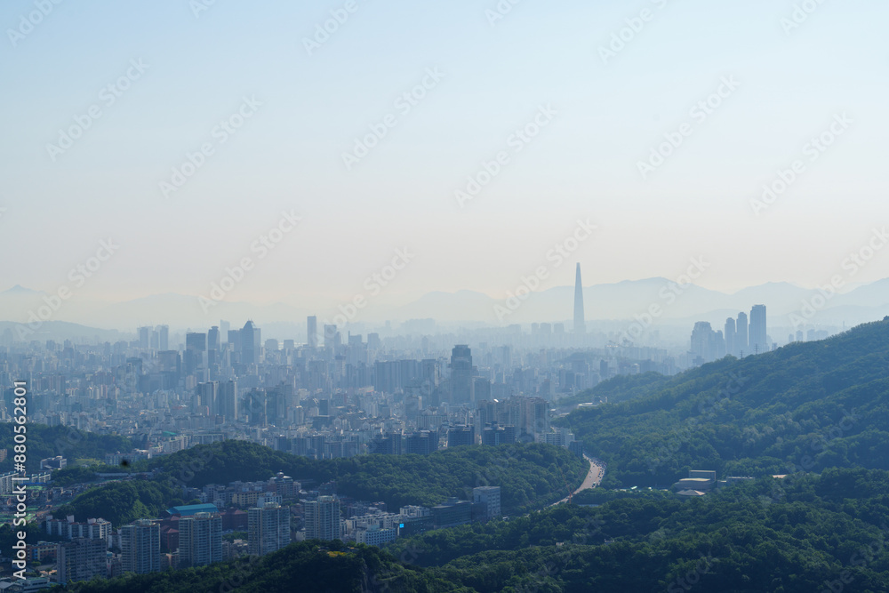 Scenic view of Mt.Gwanaksan against sky
