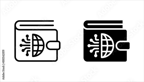 e-wallet icon set, payment line flat vector illustration on white background