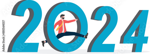 Businessmen crossing the new year

