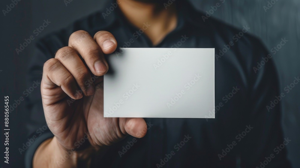 A person holding a blank greeting card, suitable for various occasions and uses A person holding a blank greeting card, suitable for various occasions and uses