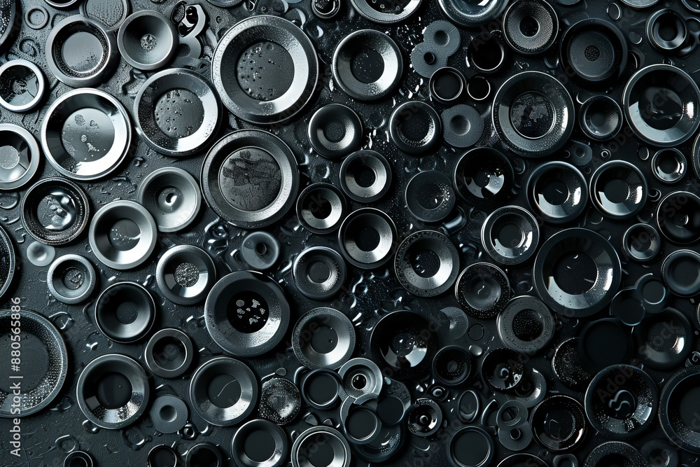 Circle texture pattern background. black abstract 3D background with round, textured geometric backdrop. Geometric shapes overlap creating harmonious abstract composition. Circle texture pattern background. black abstract 3D background with round, textured geometric backdrop. Geometric shapes overlap creating harmonious abstract composition.